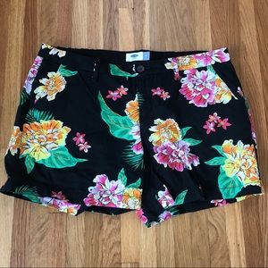 COPY - Old Navy Black Twill Shorts with Flower Pattern